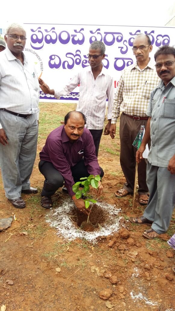 World Environment Day  Rally - DFO Sri AVSRK Appanna planting a sapling at Kakinada Ashram.