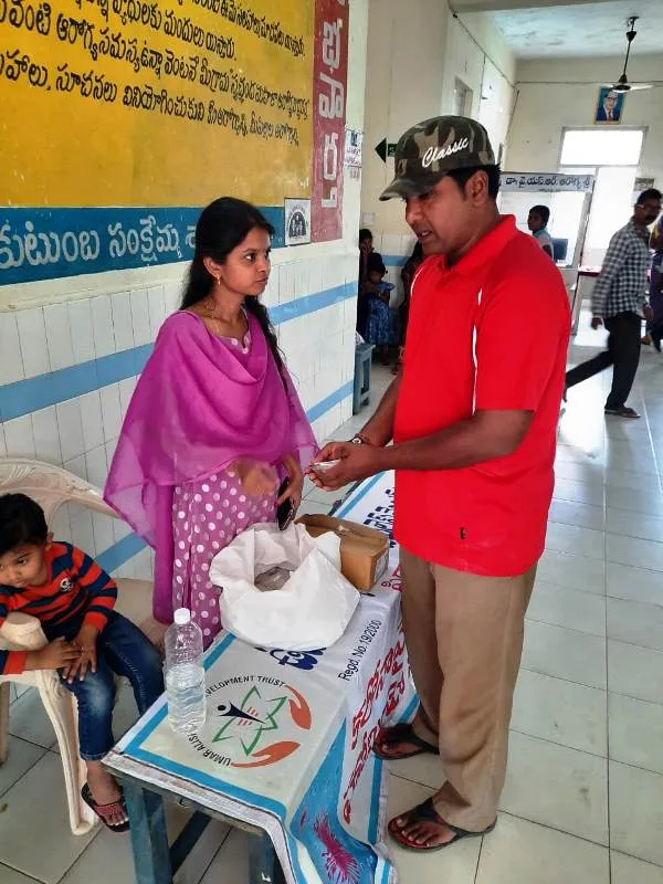 UARDT volunteer distributing free medicine at Government hospital pithapuram