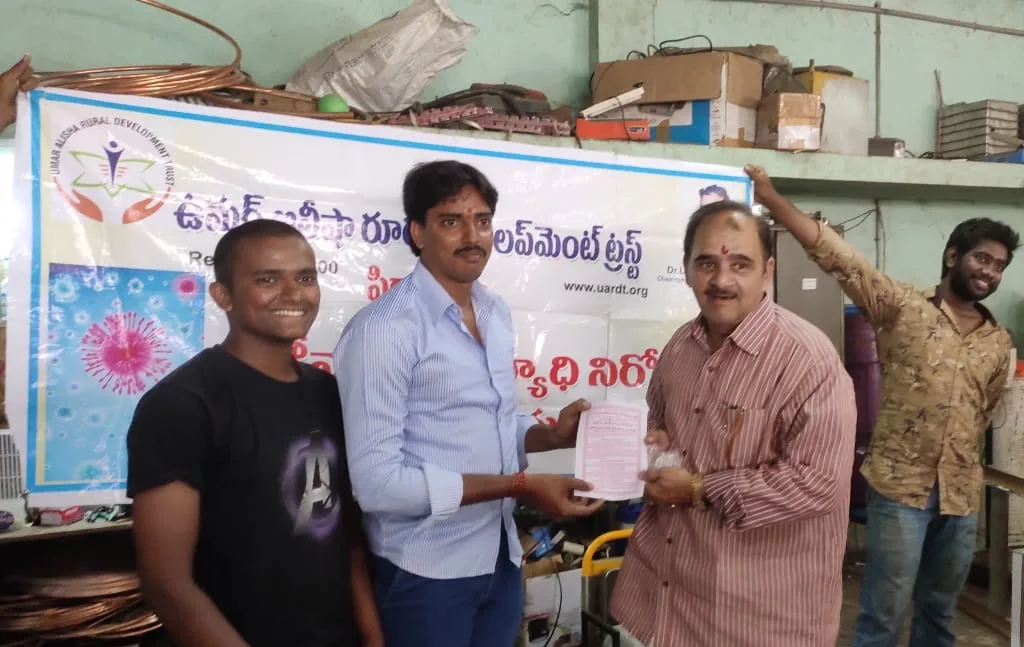 Coronavirus preventive medicine distributed by UARDT at Frigdex Industries, Tanuku on 17-March-2020
