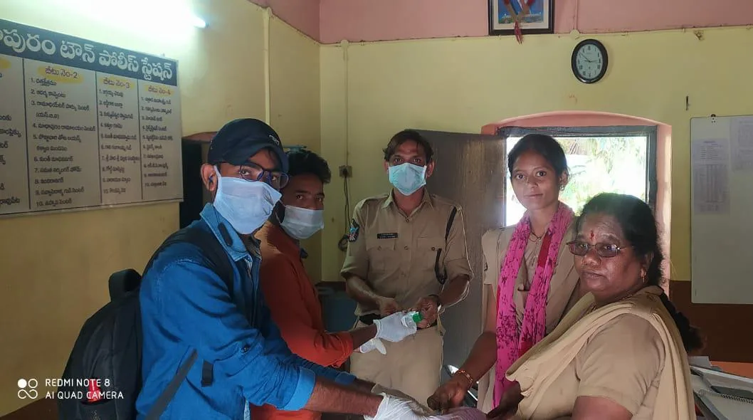 Coronavirus preventive medicine distributed by UARDT at Pithapuram Police Station on 26-March-2020