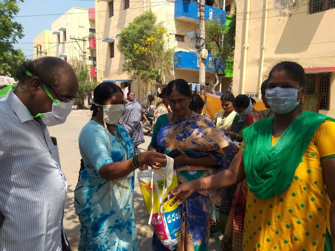 Coronavirus preventive medicine distributed at Rajeev Gruhakalpa Buildings, Kakinada on 11-Apr-2020