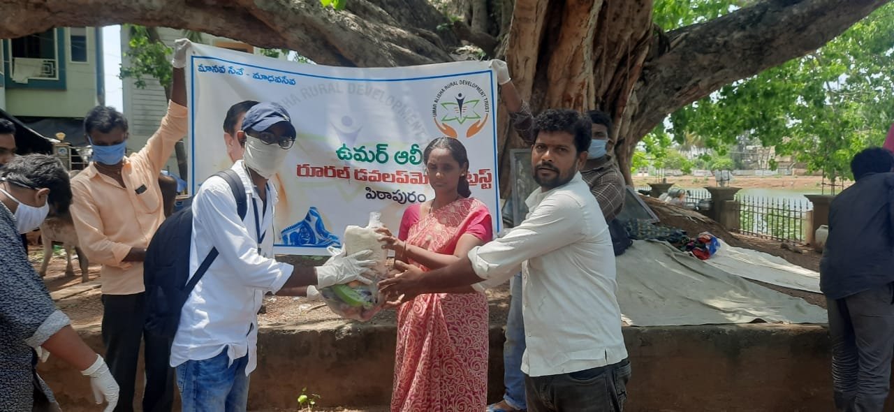 UARDT distributed Coronavirus preventive Homeo medicine and Vegetables, Rice and groceries in Navakandravada, Gollaprolu, Pithapuram on 27-Apr-2020