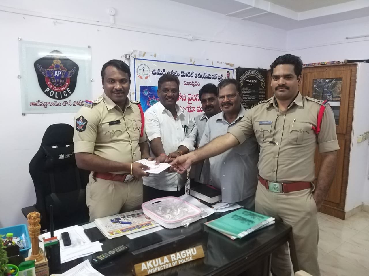 Coronavirus preventive medicine distributed by UARDT at Town Police Station, Tadepalligudem on 19-March-2020
