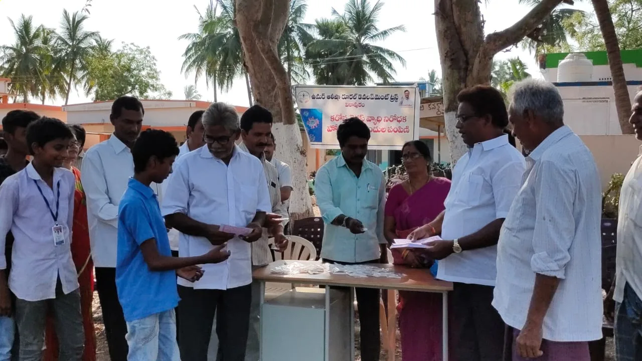 Coronavirus preventive medicine distributed by UARDT at Zilla Parishad High School, Manchili on 10-March-2020