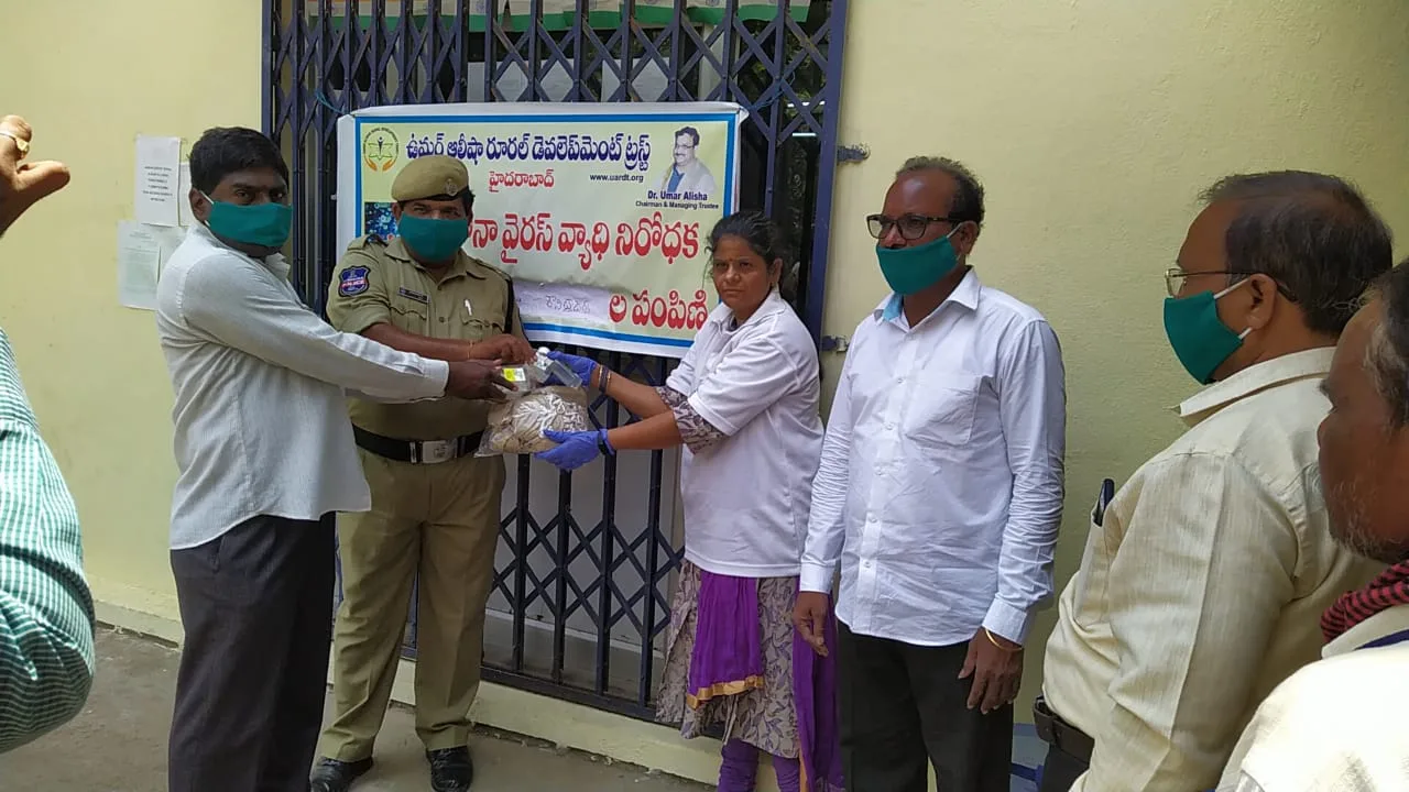 Free Distribution of Masks, Sanitizers, Gloves to Police Staff, GHMC Staff and Vegetable Market at UPPAL, Hyderabad on 07-April-2020