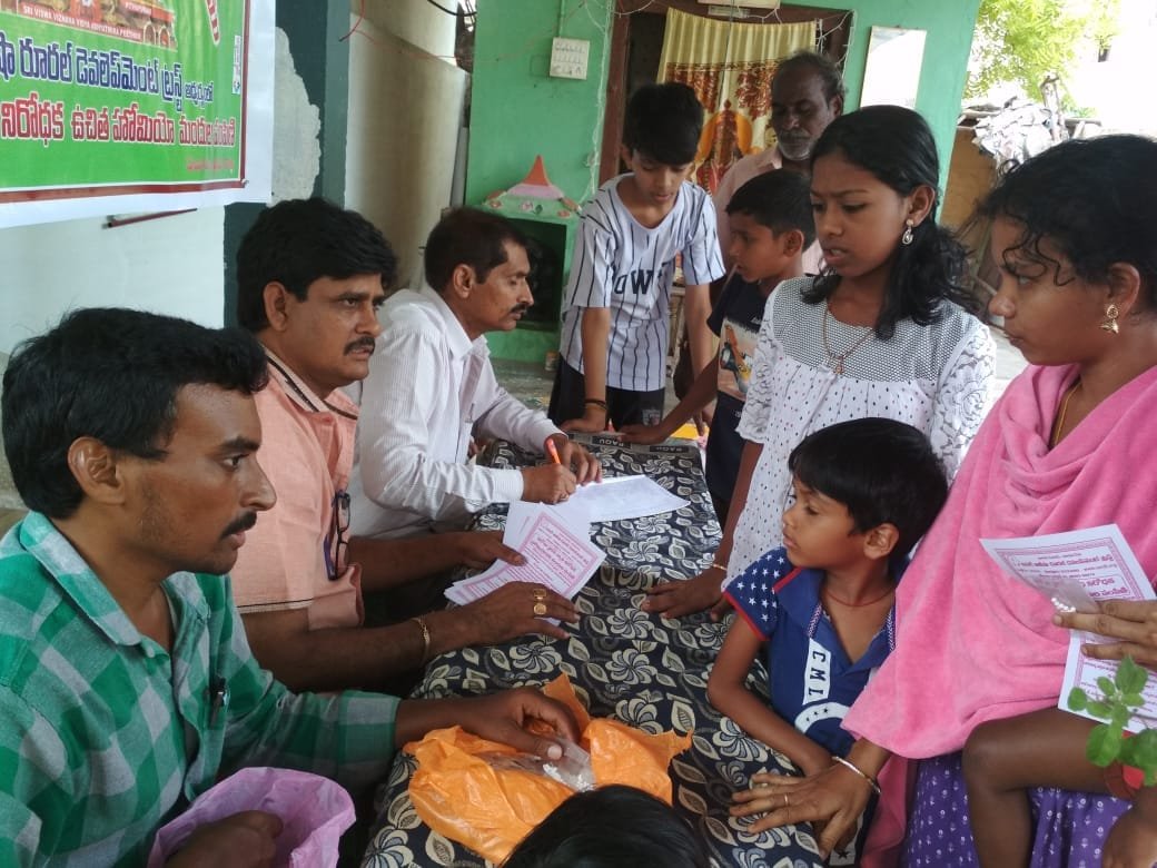 Coronavirus preventive medicine distributed by UARDT at Near Brahamam Temple, Eluru on 08-March-2020