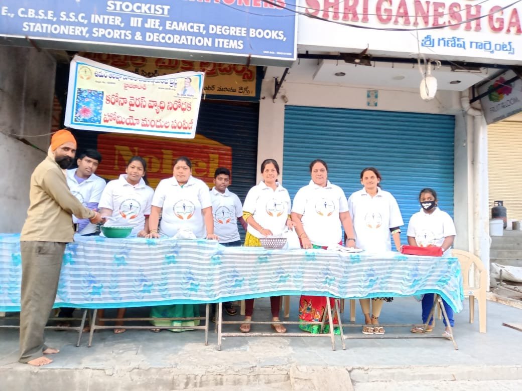 Coronavirus preventive medicine distributed by UARDT at Sri Manga Tiffin Center, Indiranagar, Hyderabad on 15-March-2020