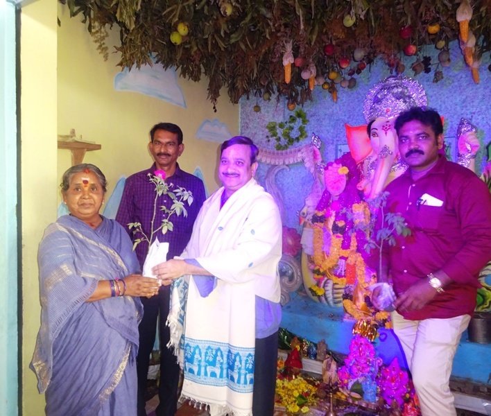 Distribution of plants in pithapuram on the occasion of Vinayaka Chavithi.